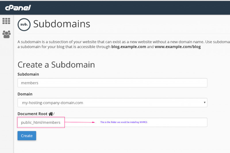 You are currently viewing Creating a subdomain to install WHMCS